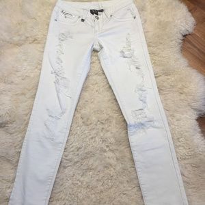 Armani Exchange White Distressed Jeans